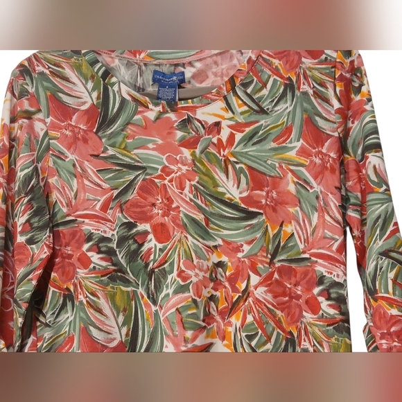 Caribbean Joe -NWT- Red and Green Christmas Floral Dress, Tie Sleeves, Size S - Picture 8 of 14